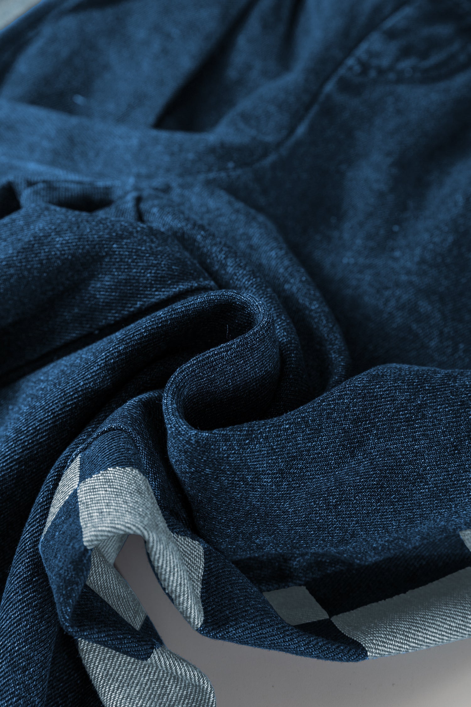 Checkered Side Panel Patchwork Drawstring Loose Denim Pants - eAura