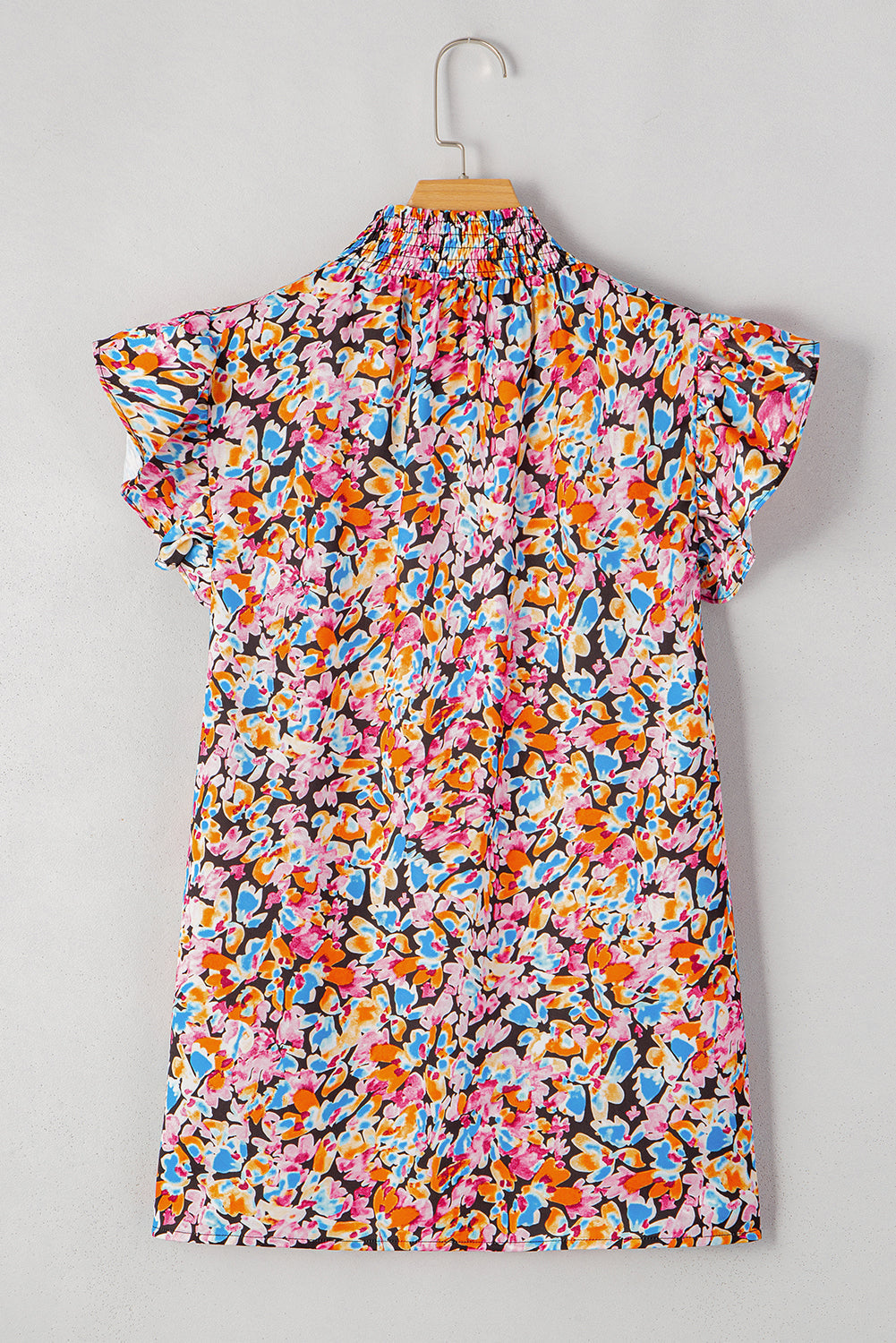 Floral Print Flutter Sleeve Blouse Top eAura