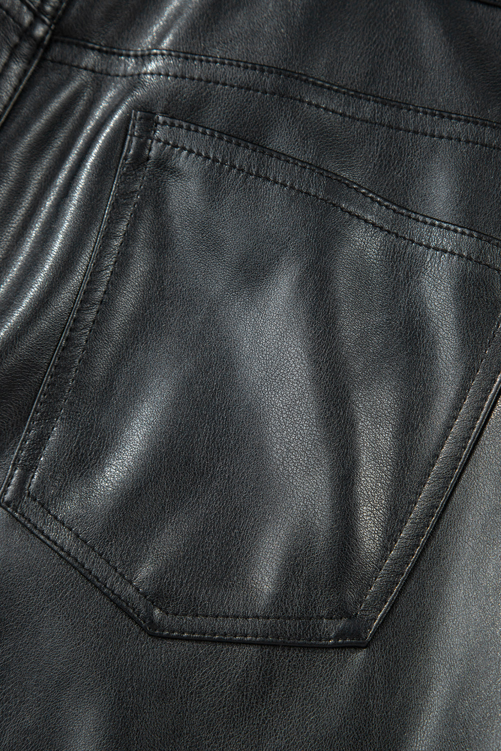 Black Faux Leather Side Slit Maxi Skirt eAura