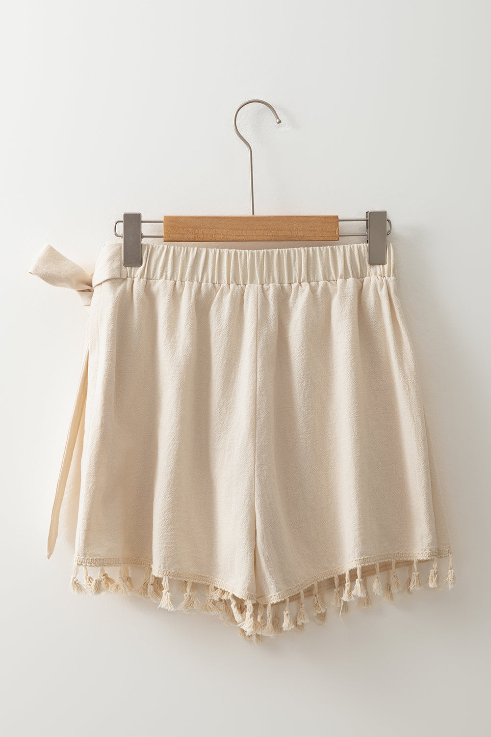 Apricot Tassel Trim Wrap Knot Side Bohemian Style Mini Skort - eAura