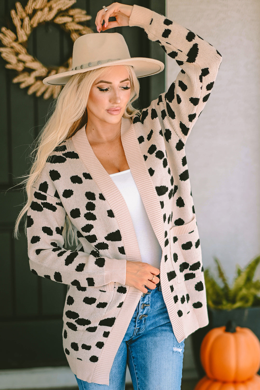 Leopard Animal Spotted Pattern Open Front Cardigan BB Fashion Outlet