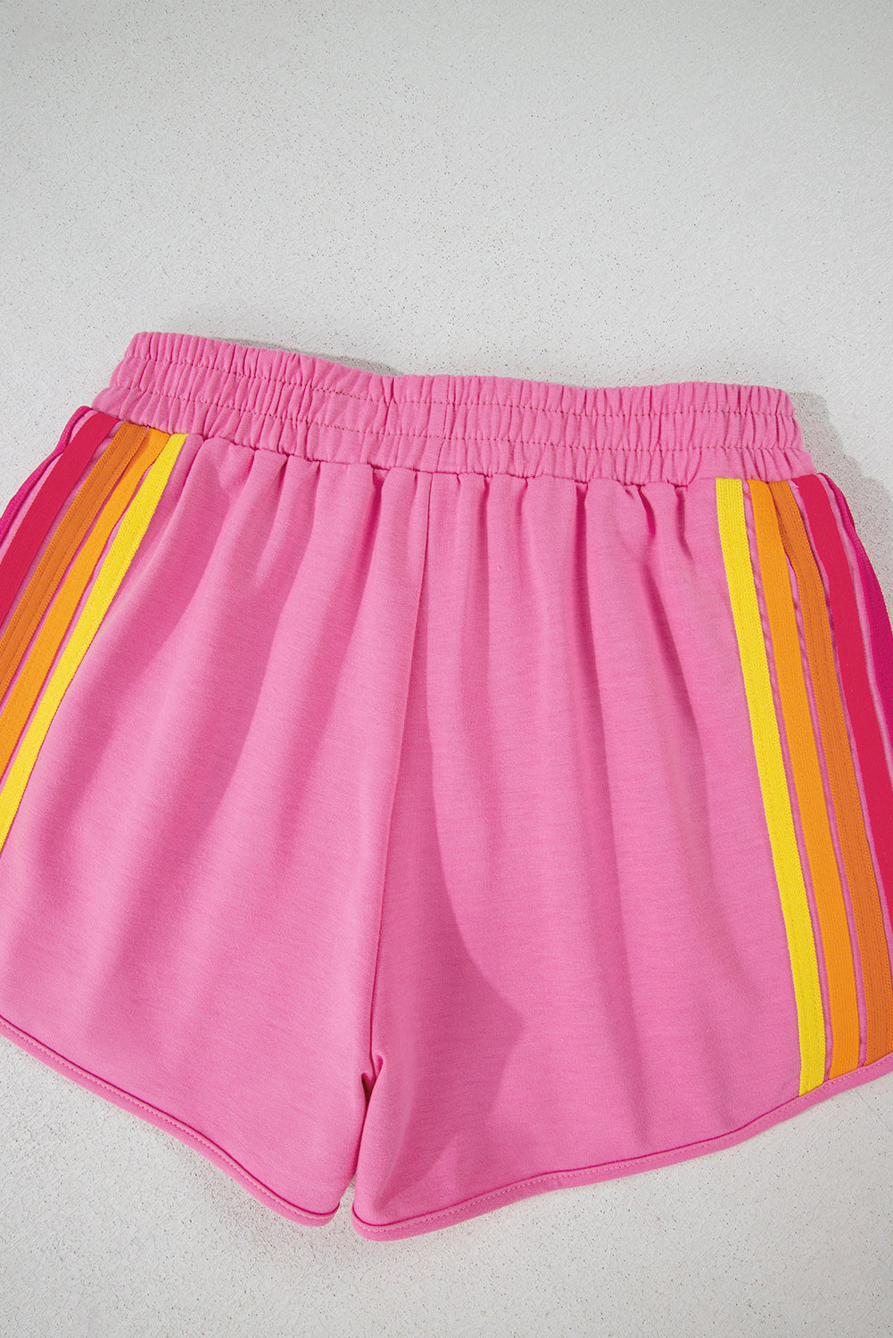 Bonbon Colour Block Stripes Elastic High Waist Active Shorts eAura