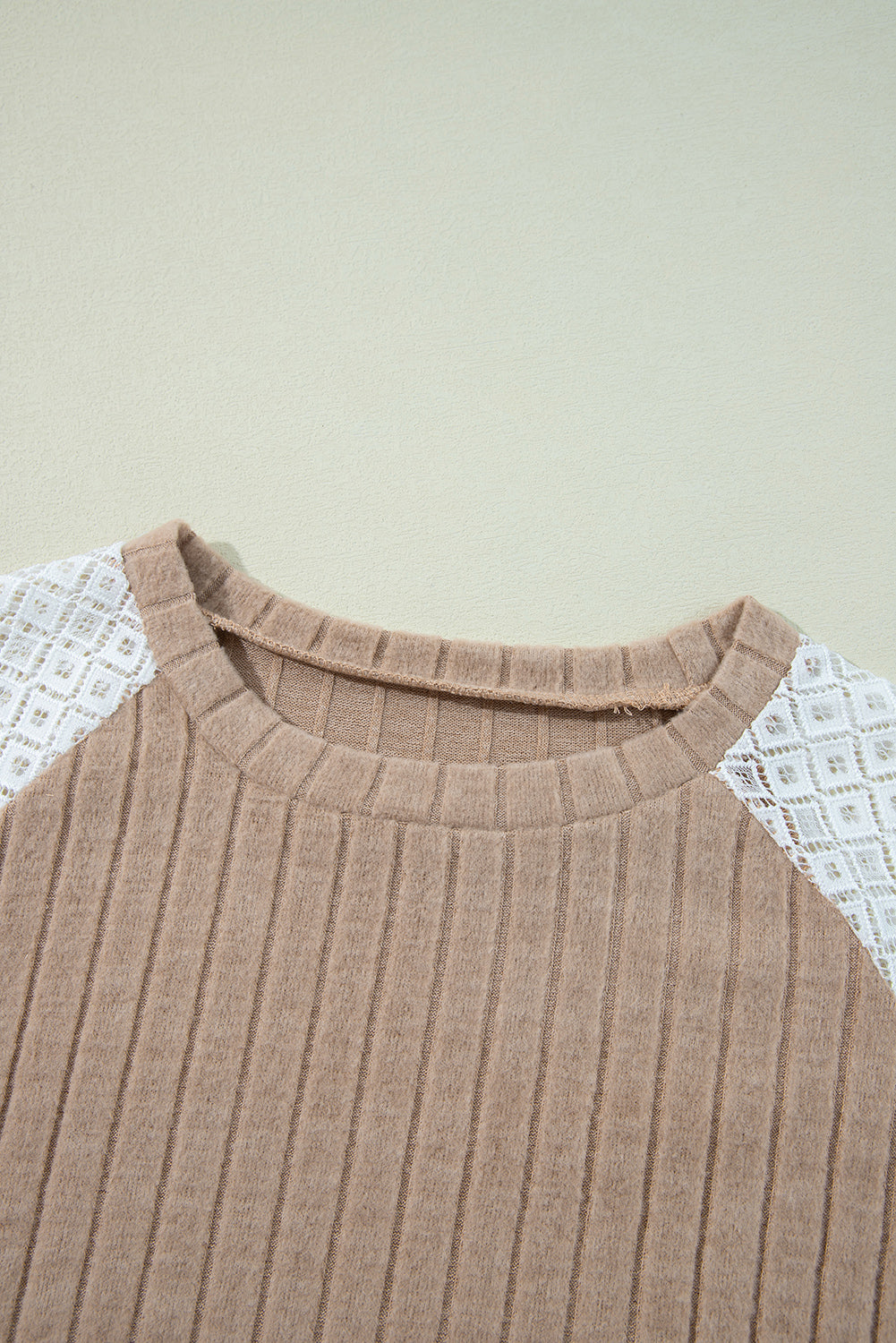 Black Floral Patchwork Long Sleeve Ribbed Blouse - eAura