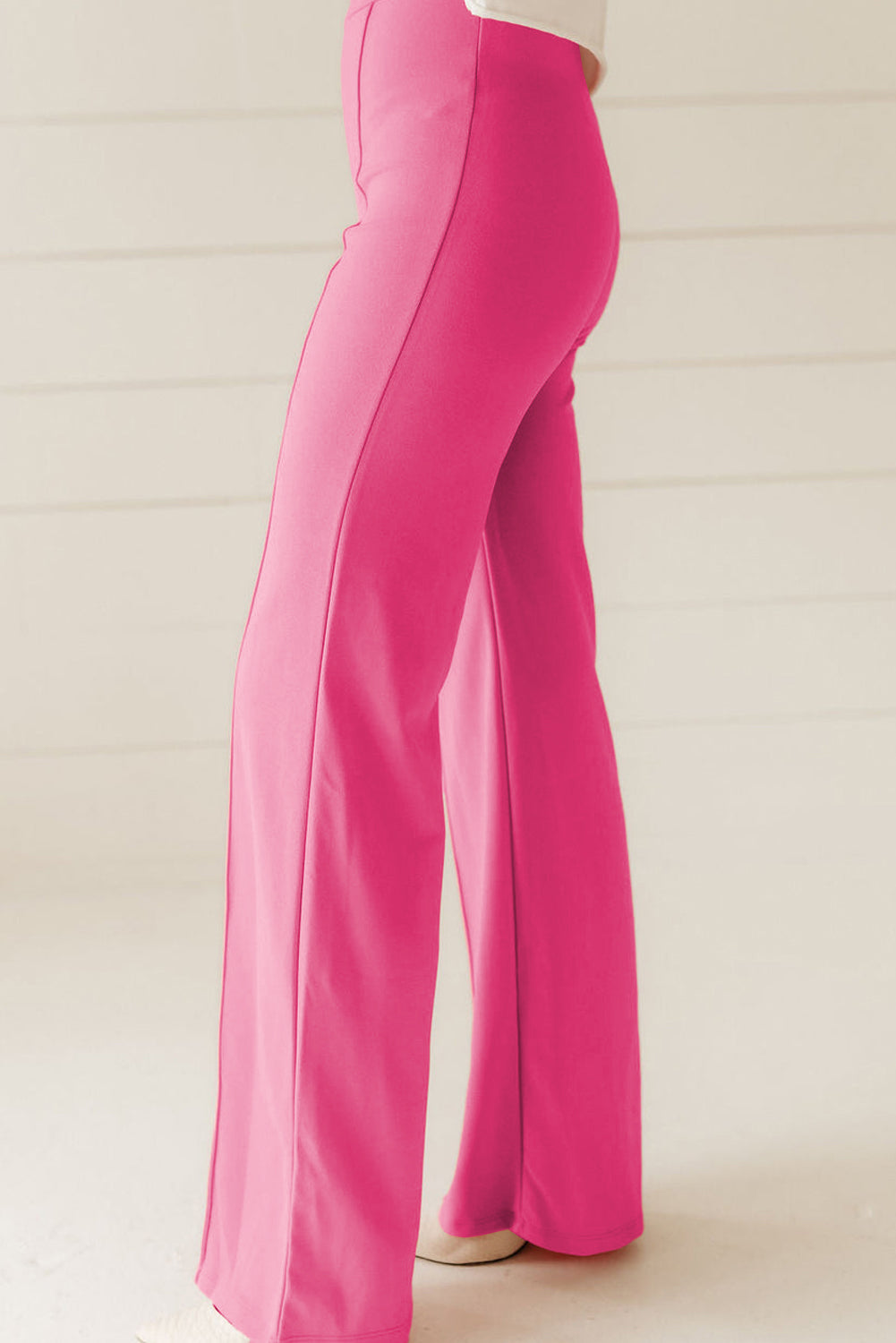 Sachet Pink High Waist Central Seam Flared Trousers Beagle Boutique Fashion Outlet