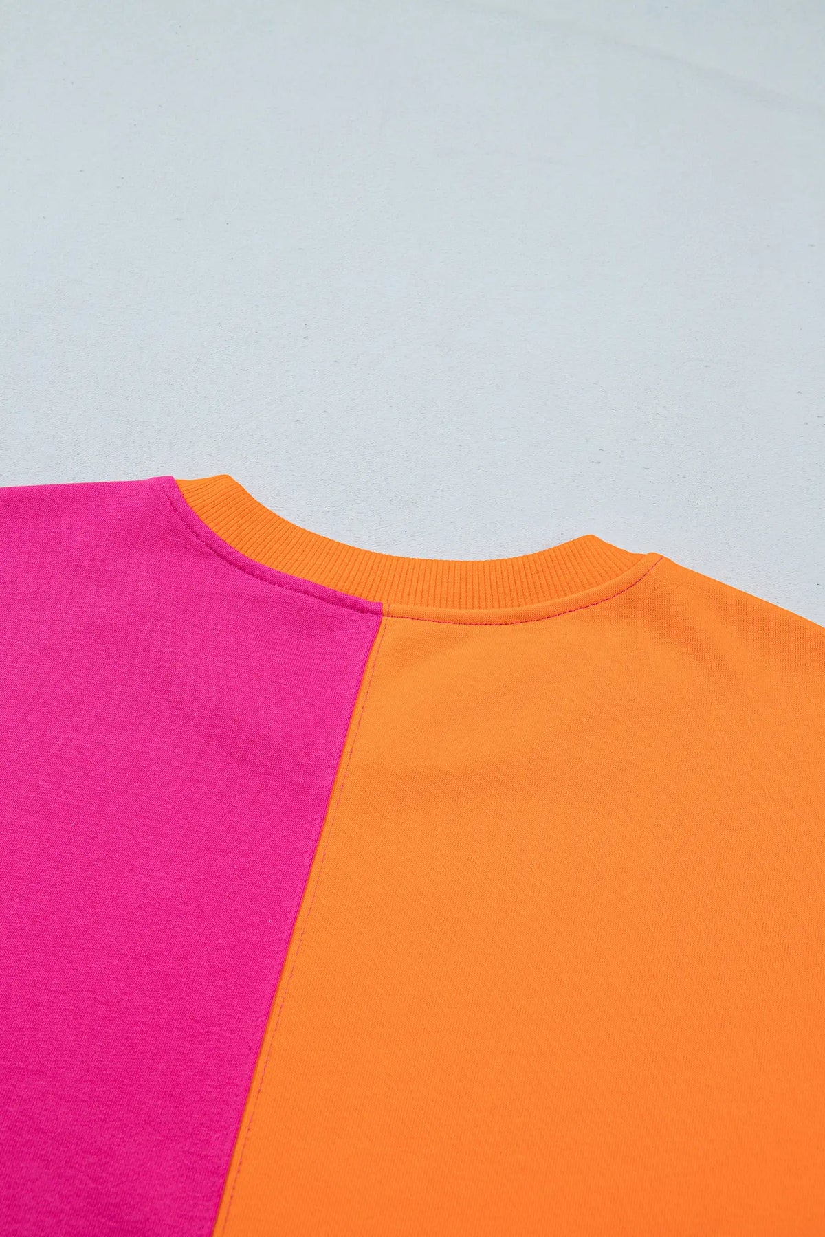 Colourblock Gingham Sleeve Crewneck Sweatshirt – Rose Red