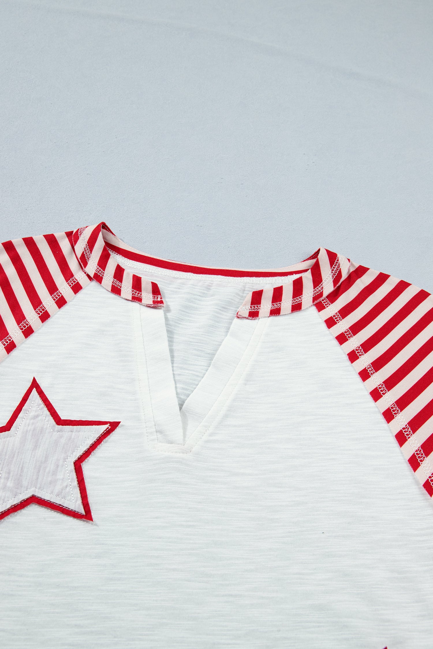 Star Detail Flag Inspired Short Sleeve Top – Fiery Red