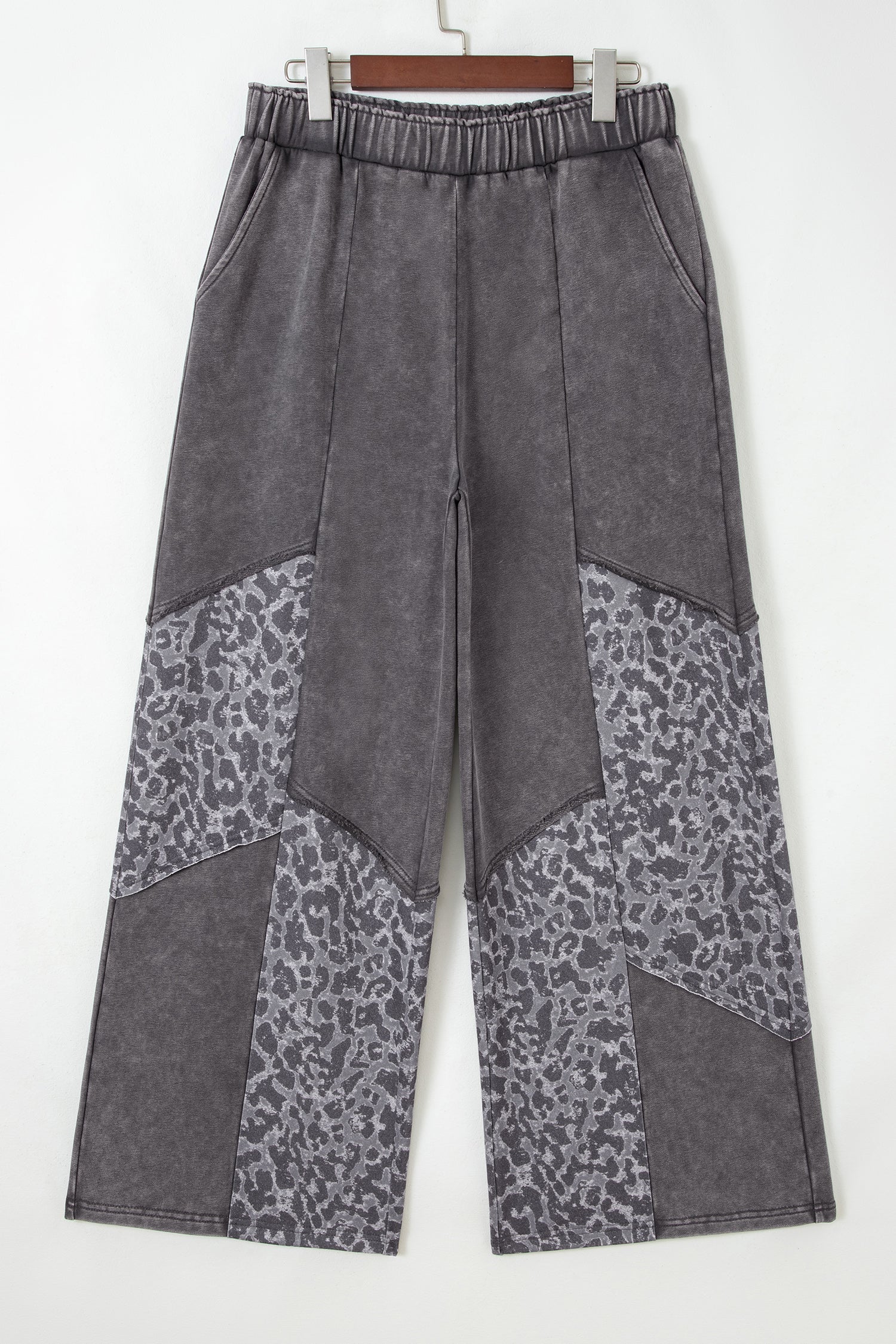 Mineral Wash Leopard Patchwork Trousers - eAura