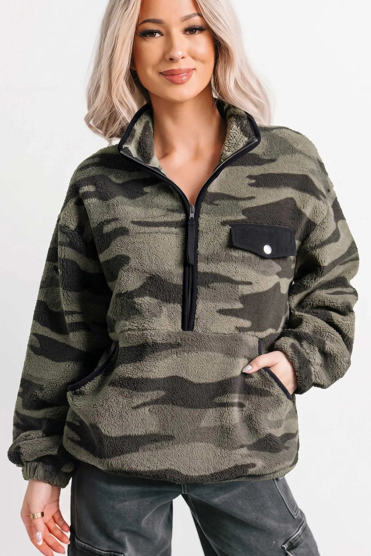 Fleece Half-Zip Pocket Sweatshirt