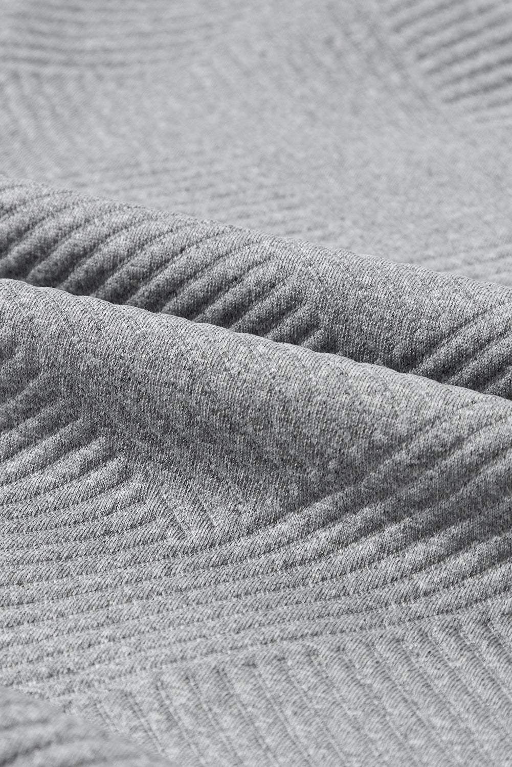 Asymmetric Buttons Detail High Neck Textured Sweatshirt eAura