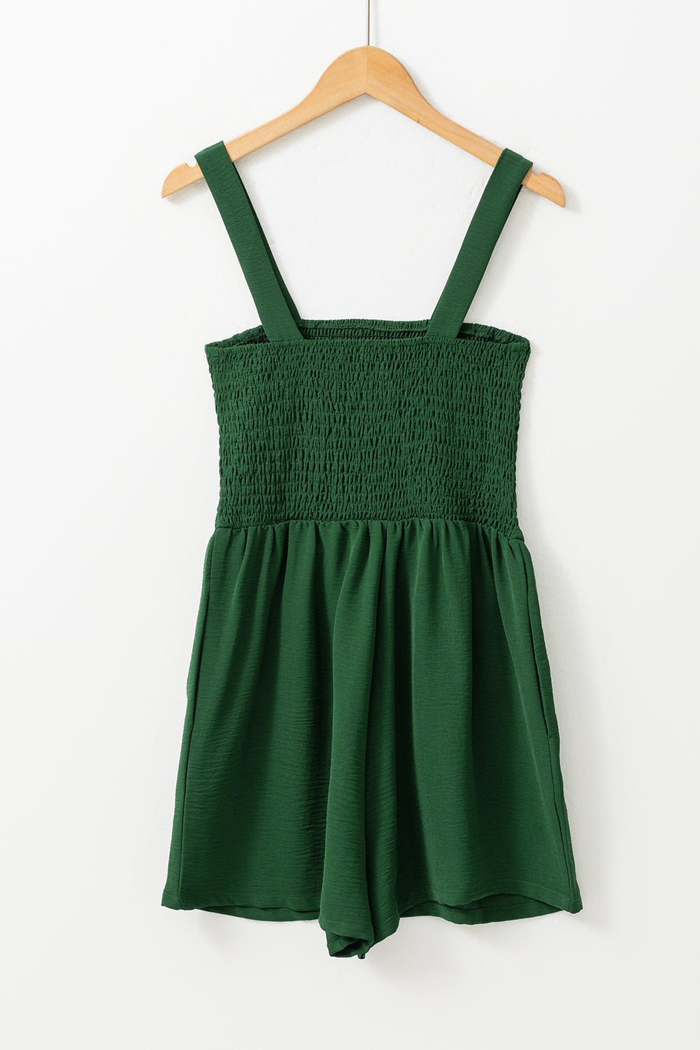 Pocketed Smocked Sleeveless Romper
