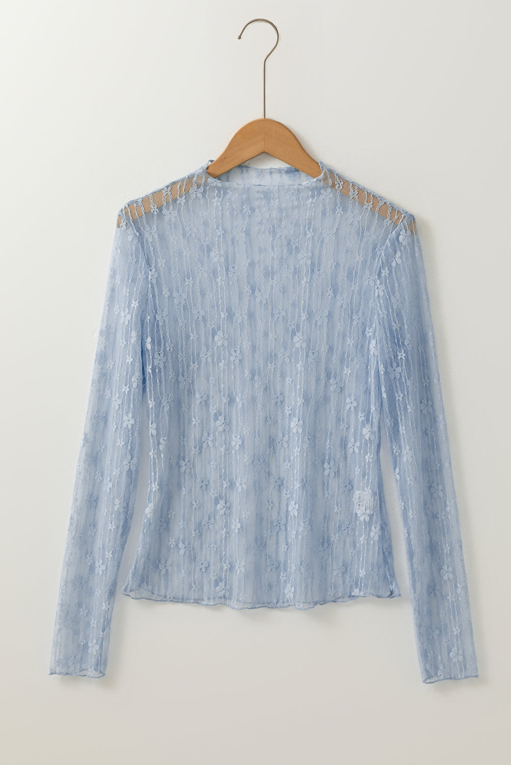 Sheer Floral Lace Long Sleeve Slim Fit Top eAura