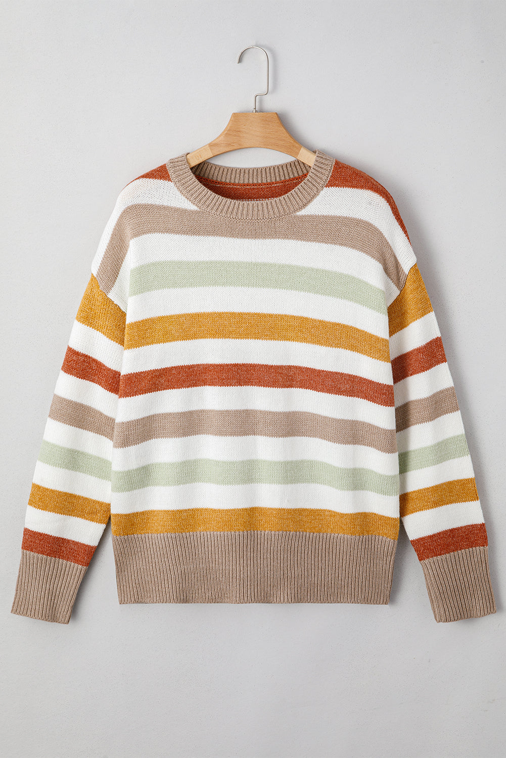 Multicolour Striped Colourblock Drop Shoulder Plus Size Sweater - Size/Plus Sweaters & Cardigans