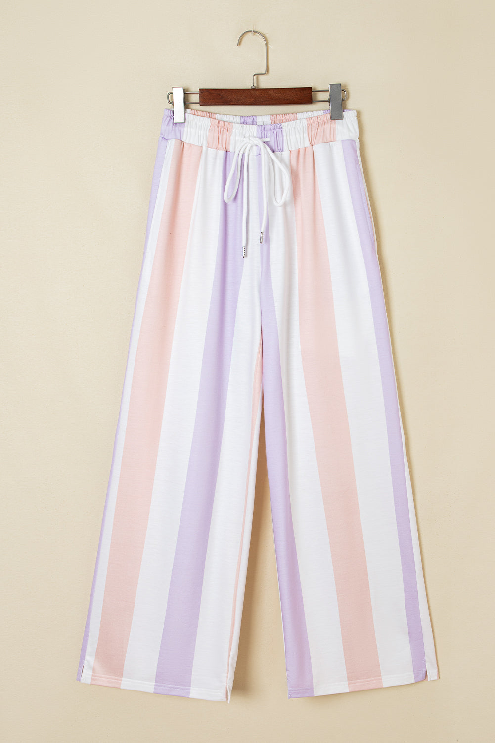 Stripe Multicoloured Print Drawstring Loose Pants with Side Pockets - eAura