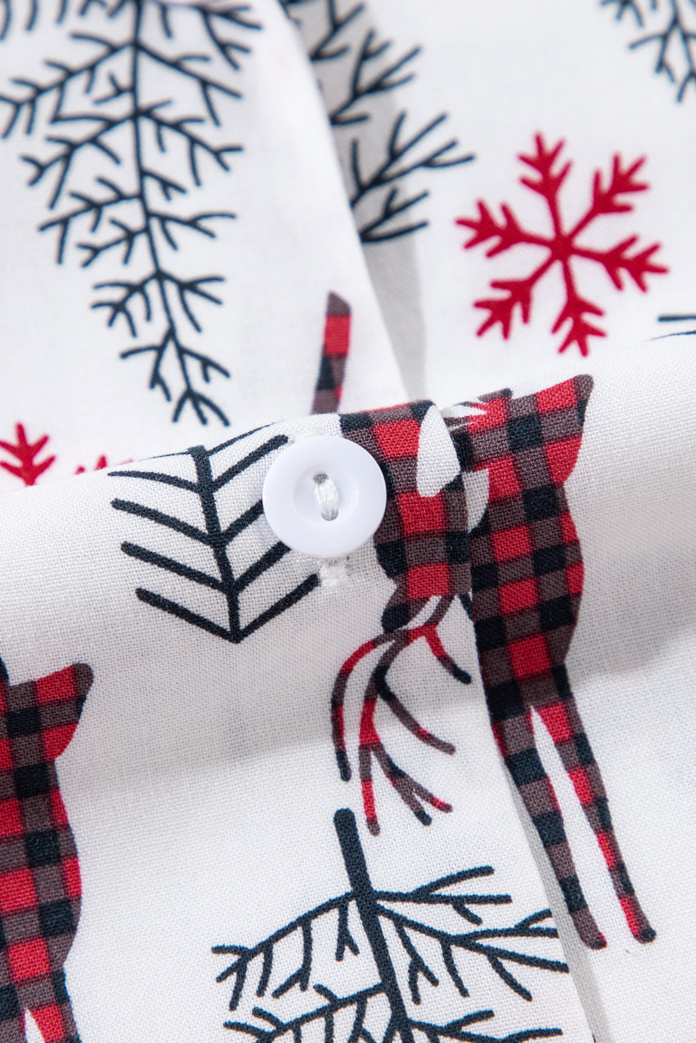 White Christmas Deer Print Shirt and Shorts Pyjama Set - eAura