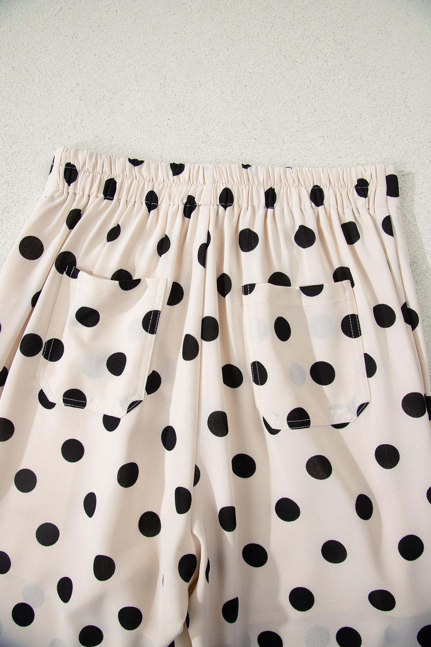 Sky Blue Polka Dot Print Patched Pocket Mid-rise Straight Leg Pants – Light Blue
