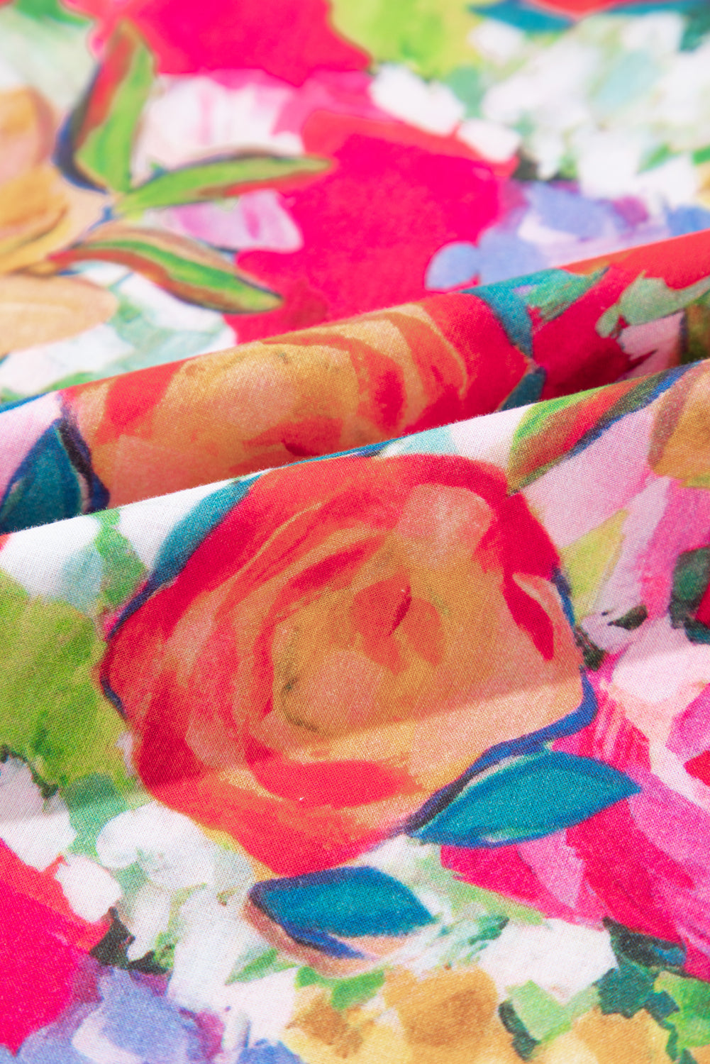 Multicolour Lace Trim Ruffle Short Sleeve Floral Blouse eAura