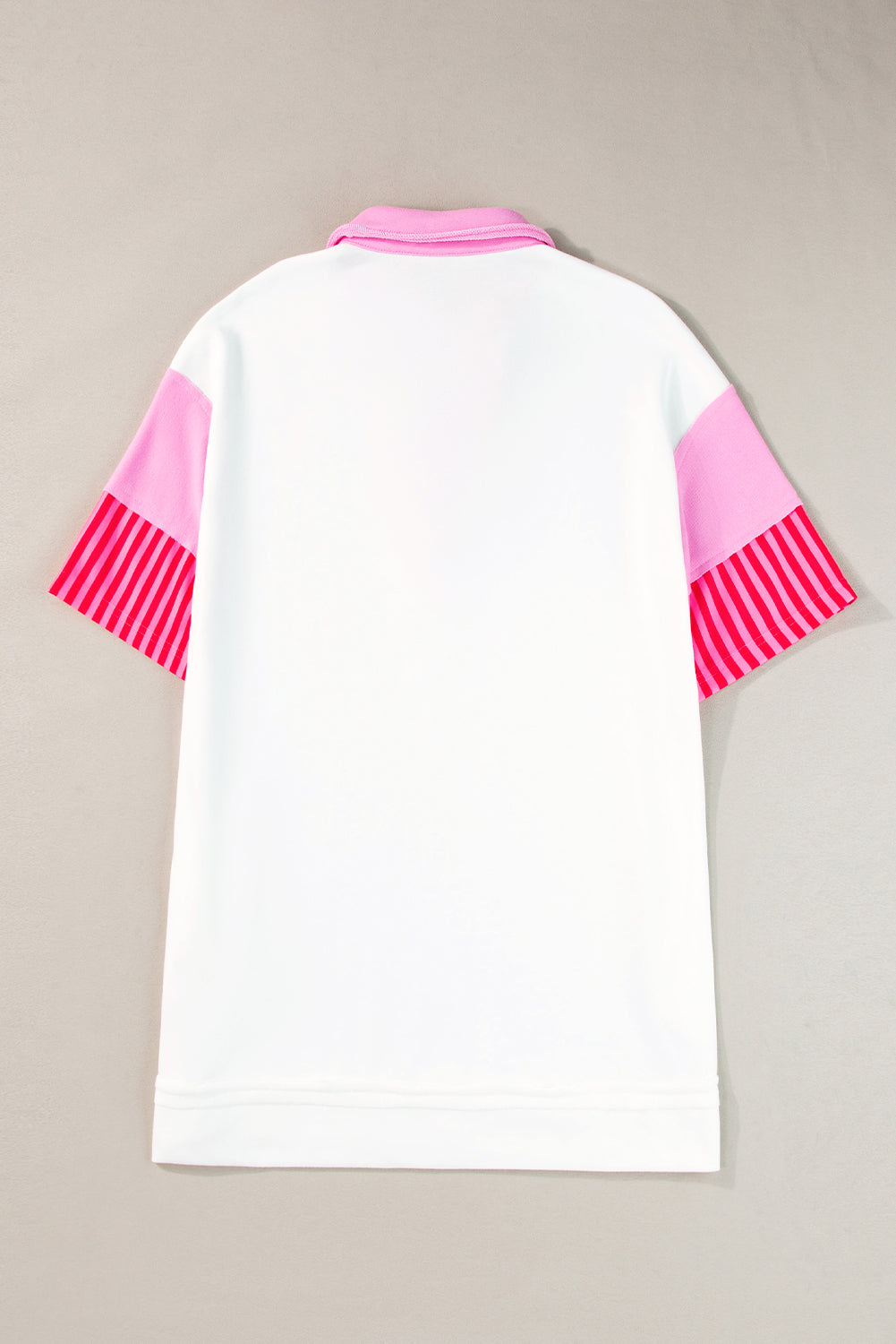 Pink Stripe Colourblock Patchwork Short Sleeve T Shirt Dress eAura