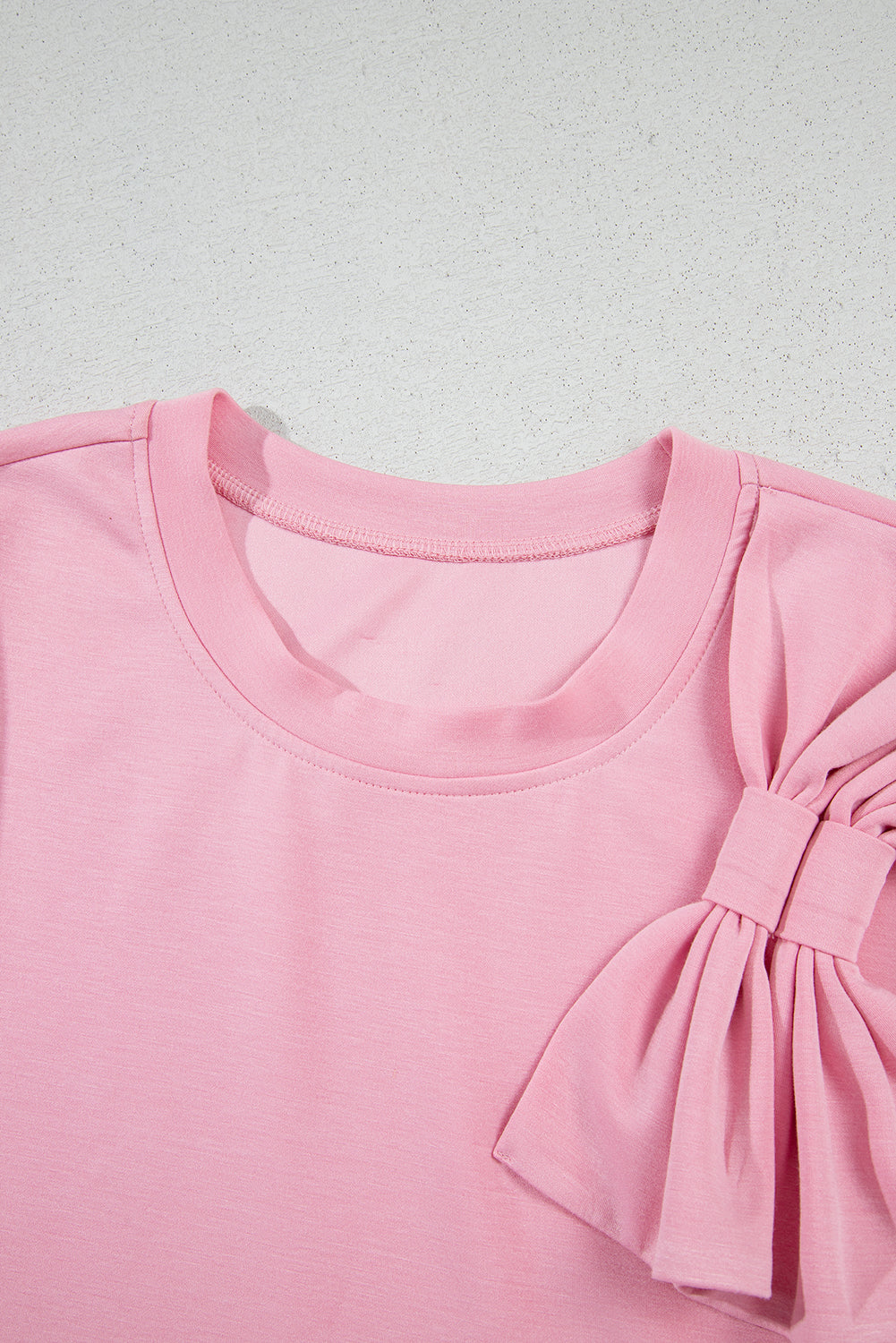 Pink Bow Applique Half Sleeve T-shirt - eAura