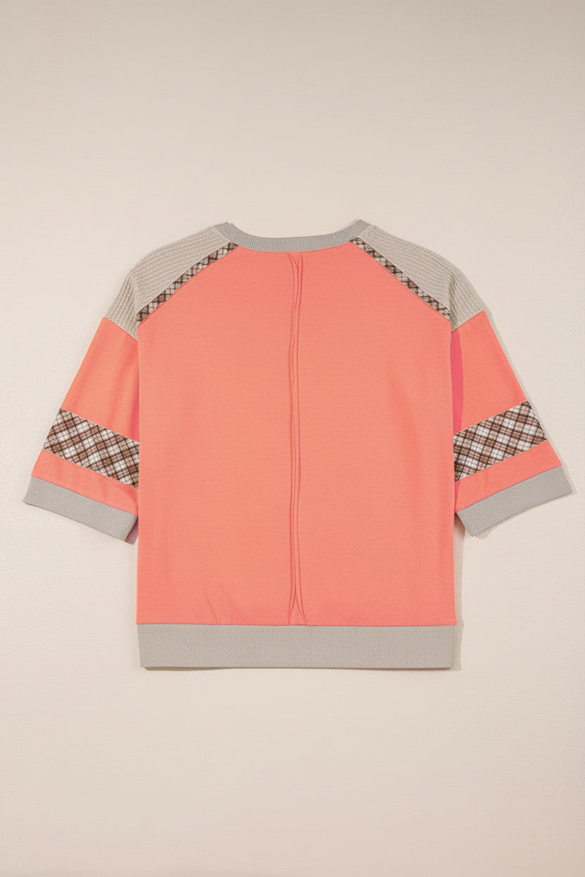 Waffle Flower Patchwork Bracelet Sleeve Top - eAura