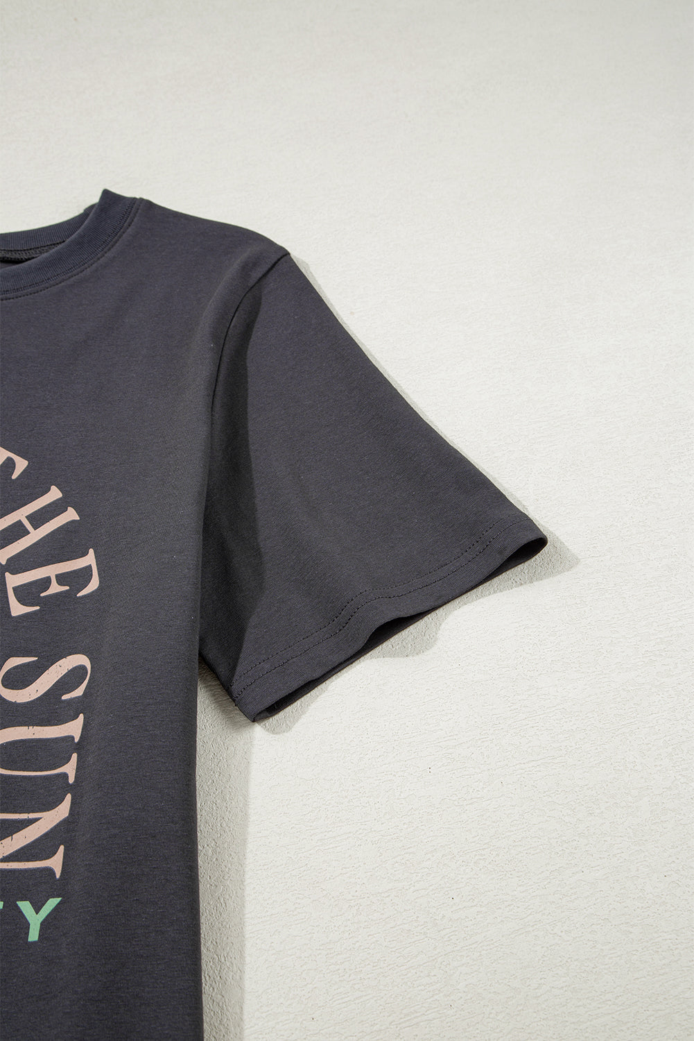 Dark Grey RISE WITH THE SUN Western Fashion Graphic Tee eAura