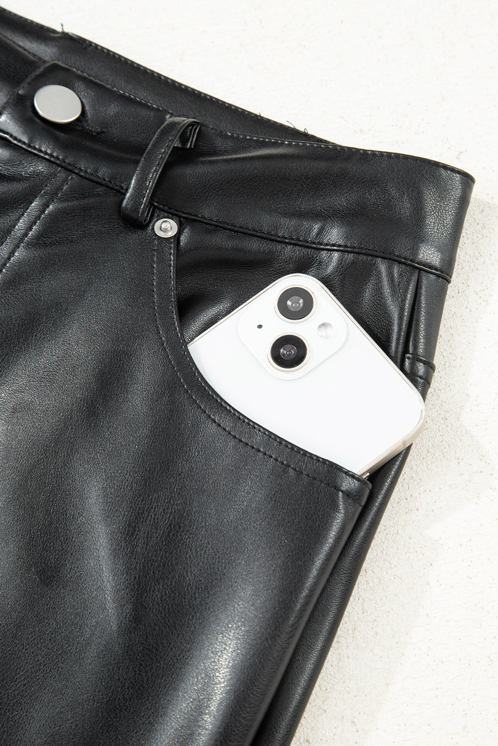 Black Faux Leather Side Slit Maxi Skirt eAura