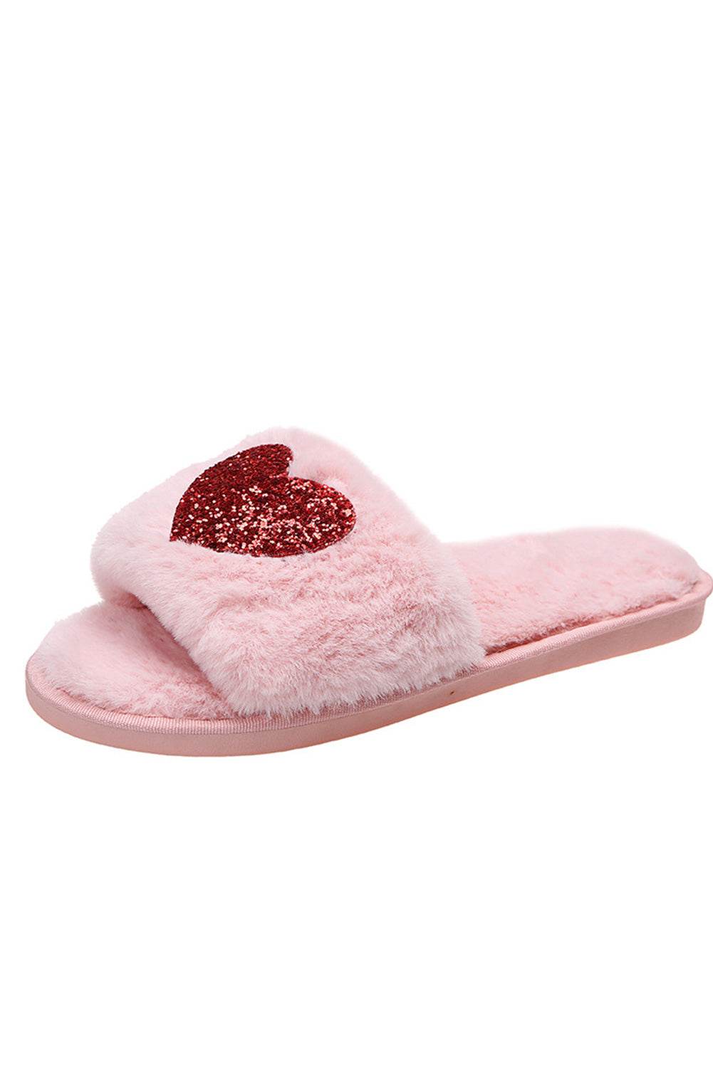 Pink Sequin Heart Shaped Slippers - eAura