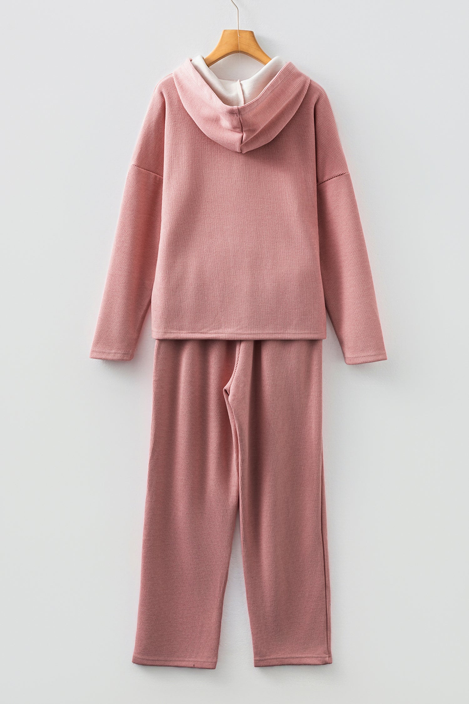 Pullover Hoodie and High Waist Bottoms Soft Cord Co-ord Set - eAura
