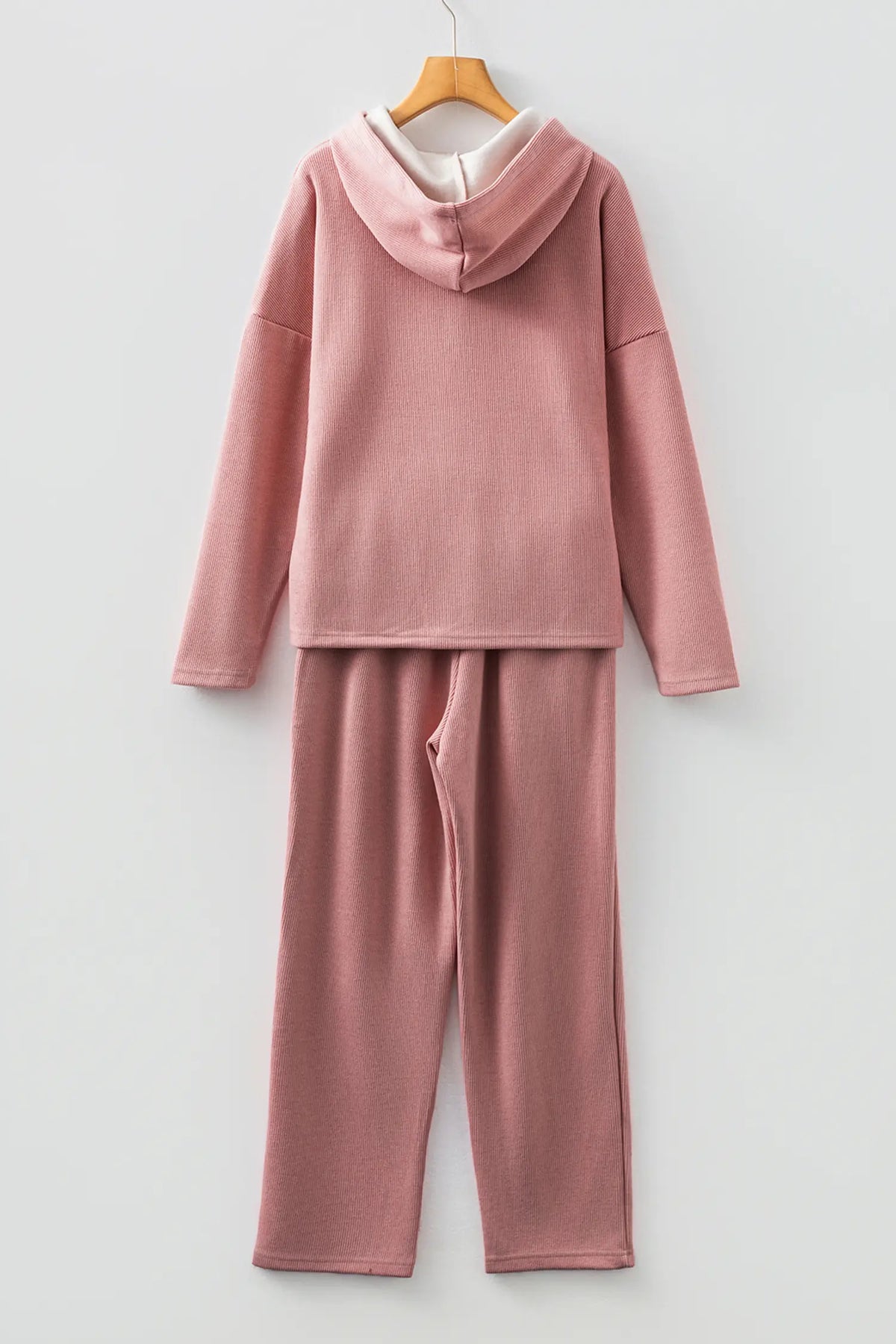Pullover Hoodie and High Waist Bottoms Soft Cord Co-ord Set