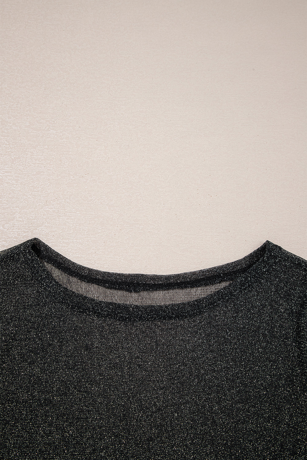 Black Metallic Glitter Mesh Long Sleeve Top - eAura