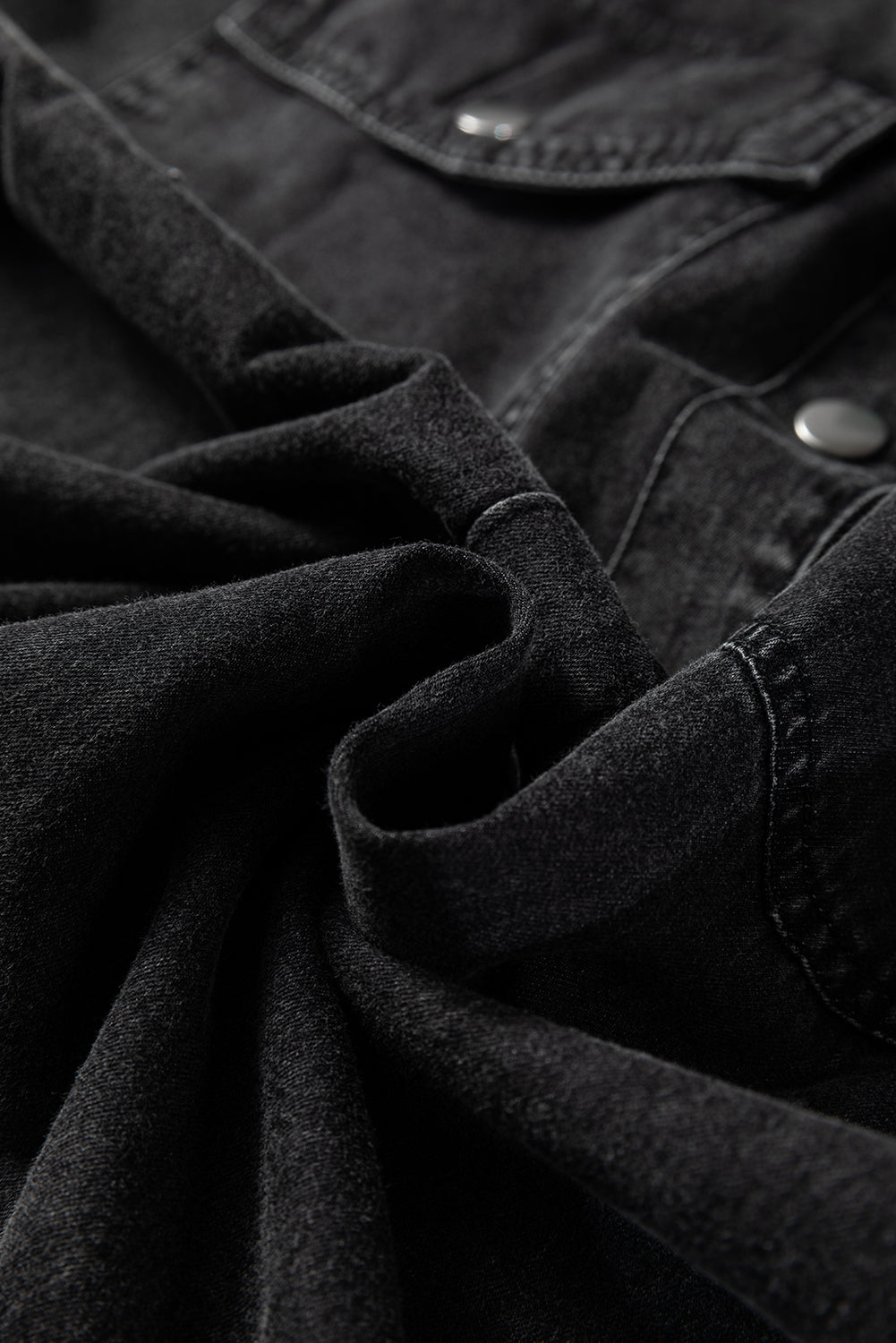 Chest Pocket Raw Hem Denim Loose Shirt Dress