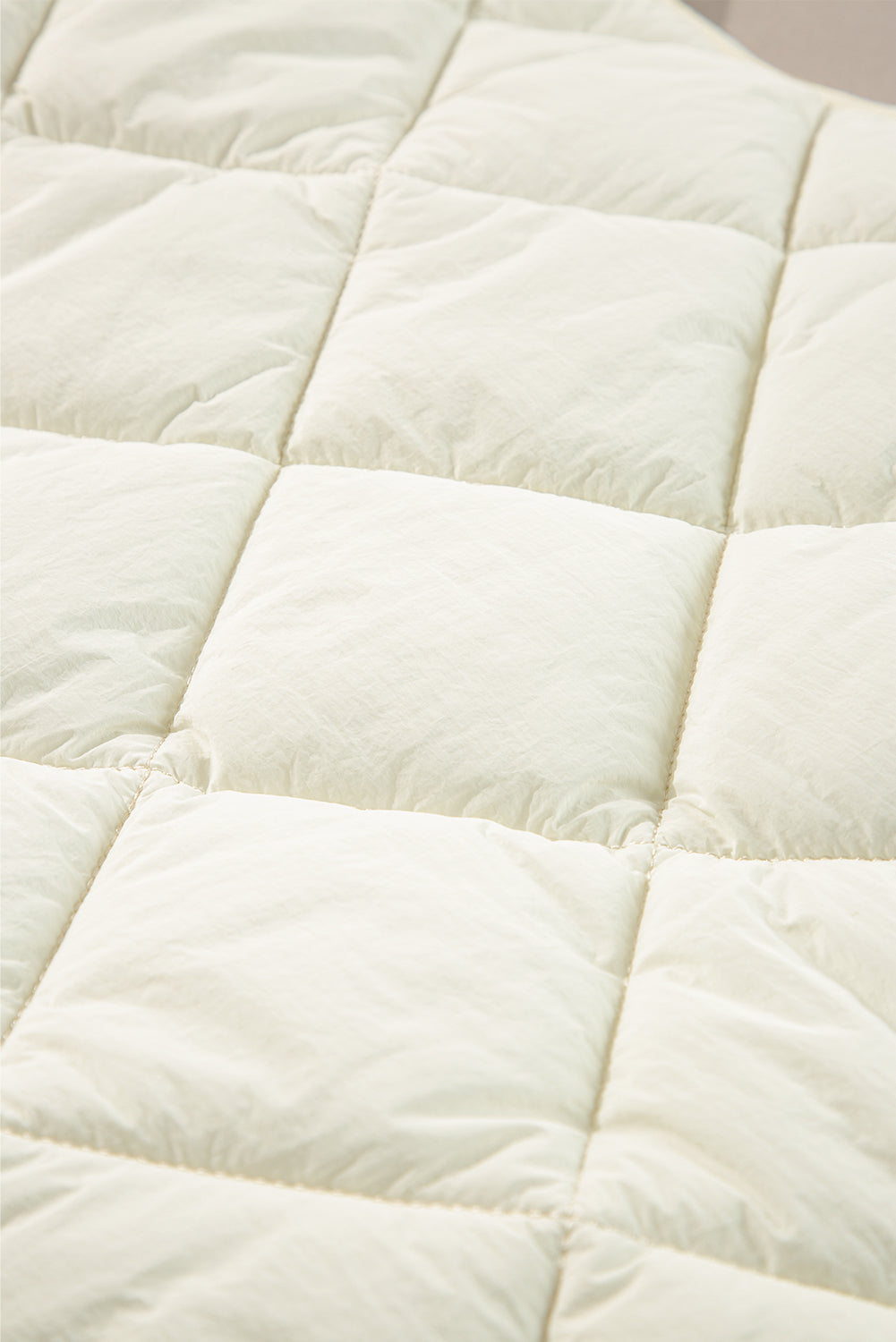 Quilted High Neck Button-Up Pocket Gilet – Beige