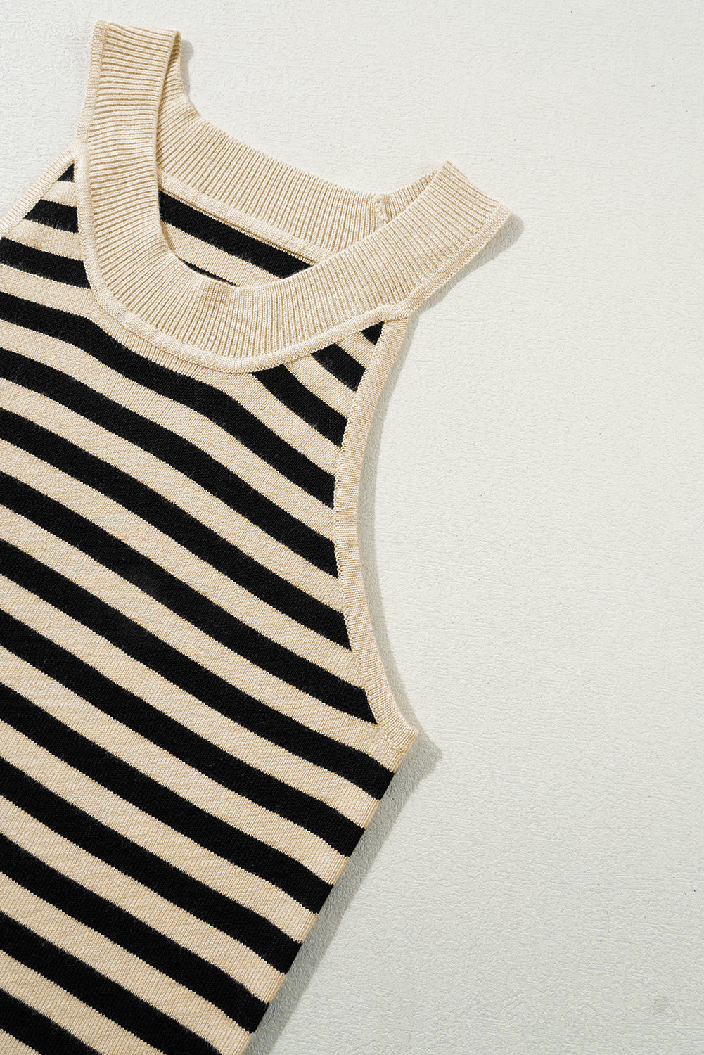Black Stripe Crew Neck Slim Fit Sweater Vest eAura