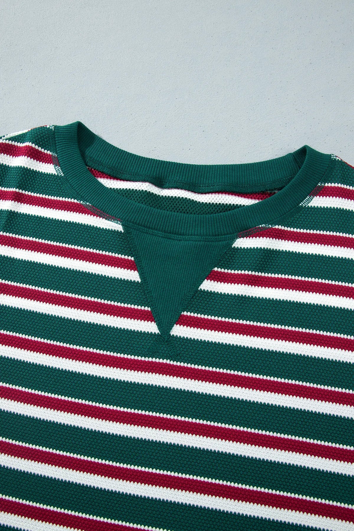 Striped Colourblock Round Neck Long Sleeve Shift Plus Size Sweatshirt – Green Stripe