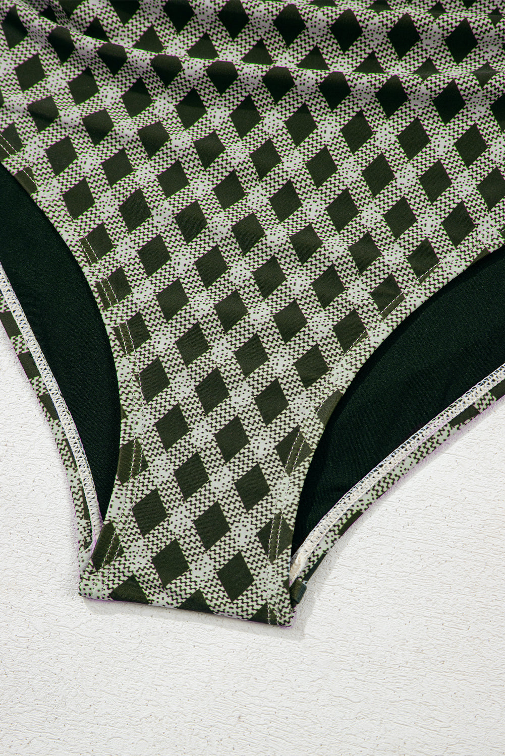 Green Dotted Mesh Plaid Patchwork High Waisted Bikini eAura
