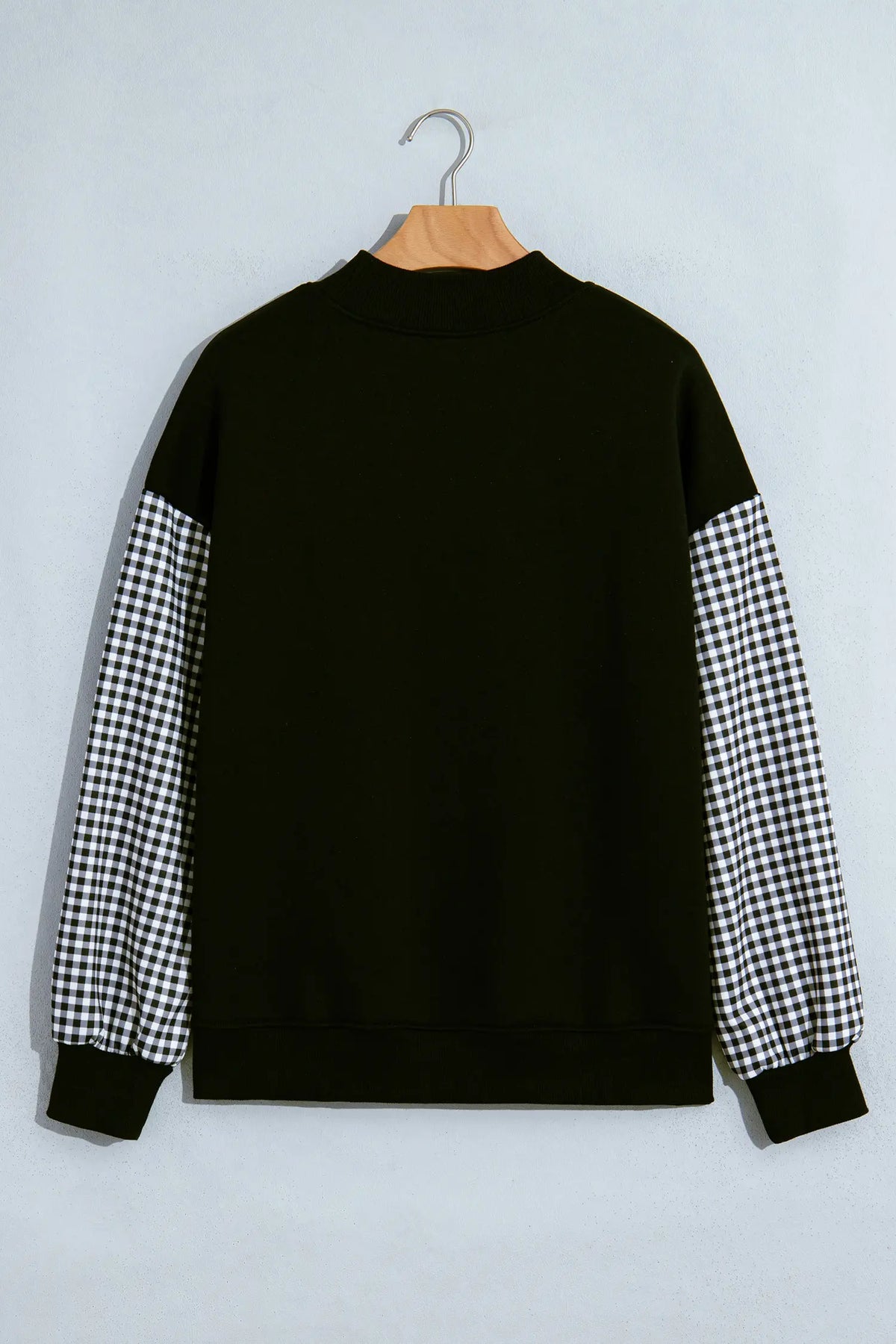 Plaid Sleeve Colourblock Loose Tunic Sweatshirt – Fiery Red