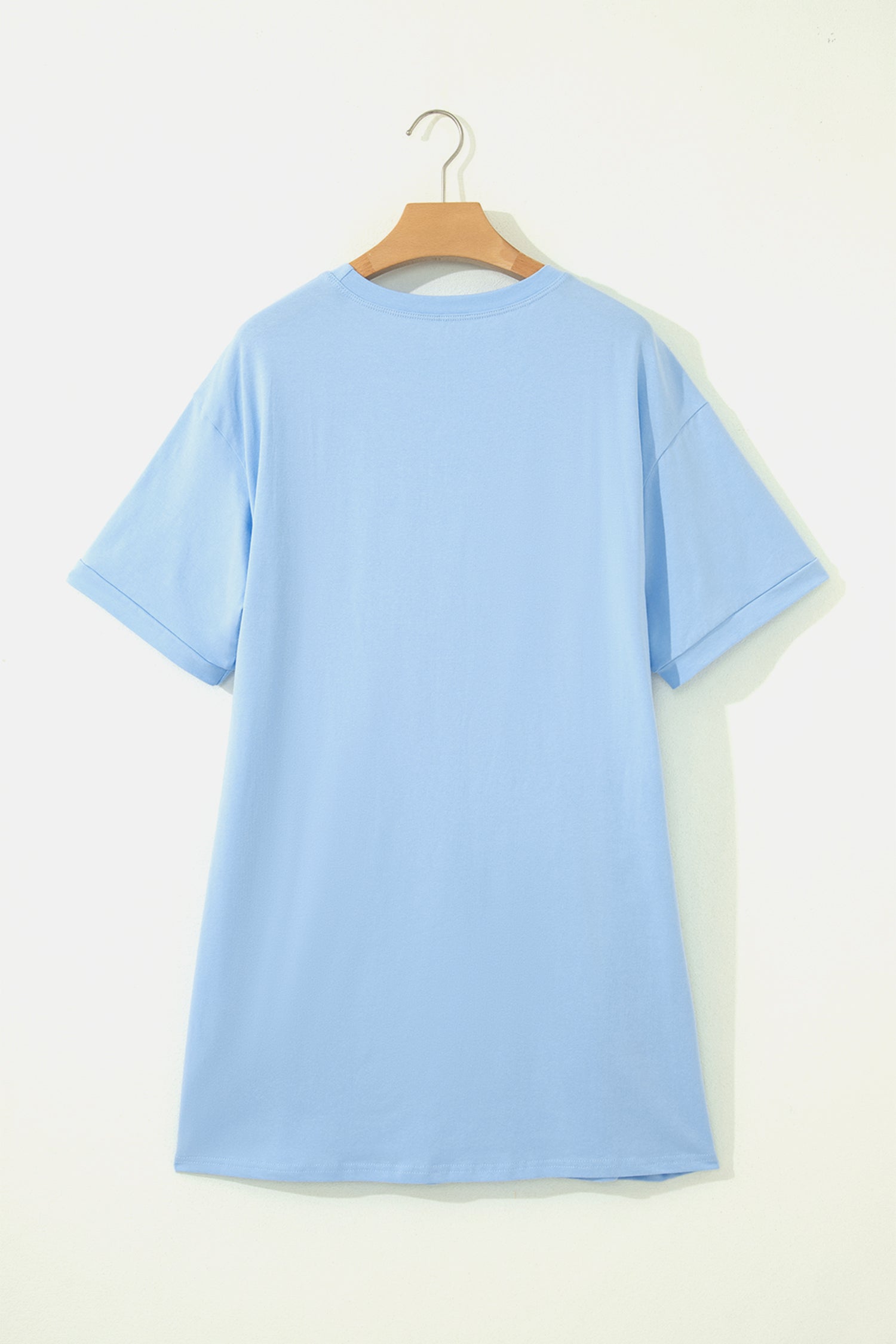 Big Bow Stitched T-Shirt Shift Mini Dress – Blue