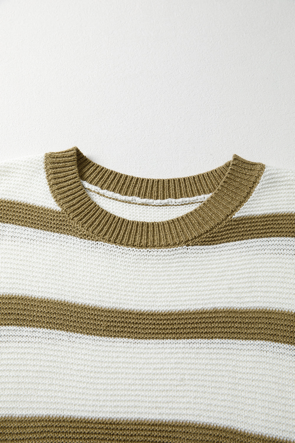 Khaki Stripe Tie Open Side Sweater Knit Top eAura