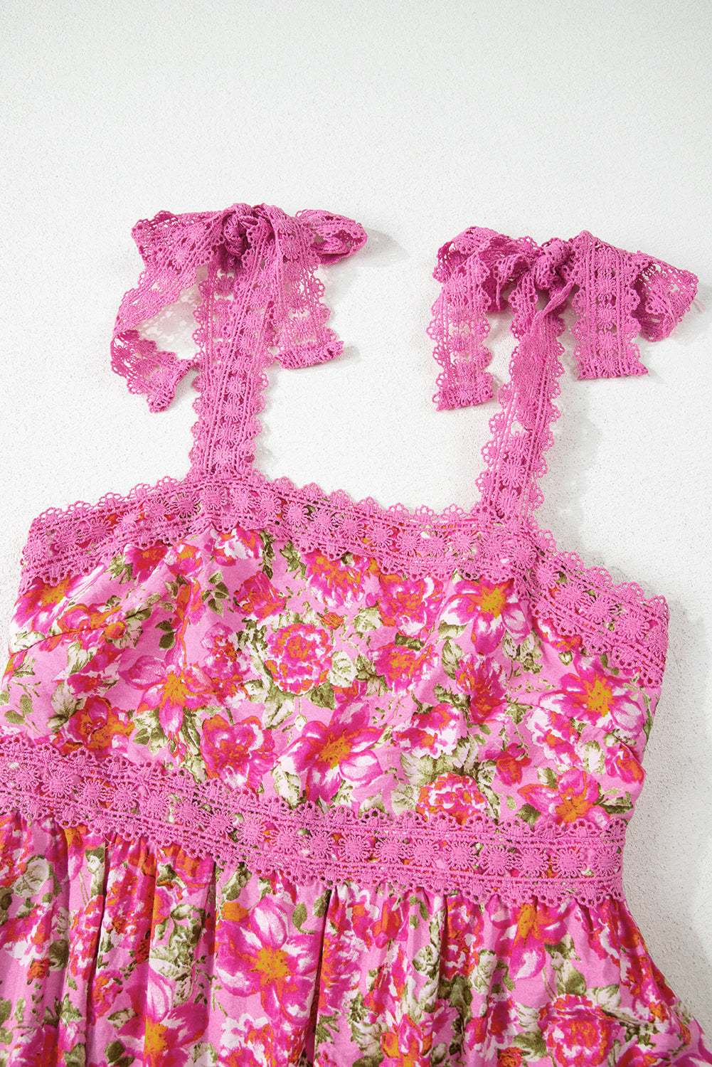 Rose Floral Lace Tied Strap Empire Waist Maxi Dress eAura