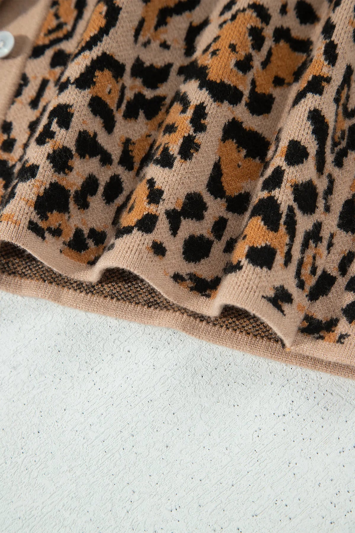 Leopard Print Button-Up Cardigan Long Sleeve Cardigans – Brown