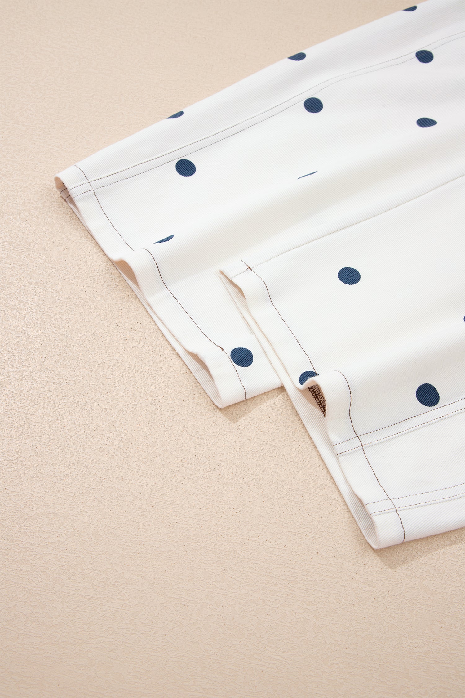 Polka Dot Print Bib Pocket Denim Barrel Overalls