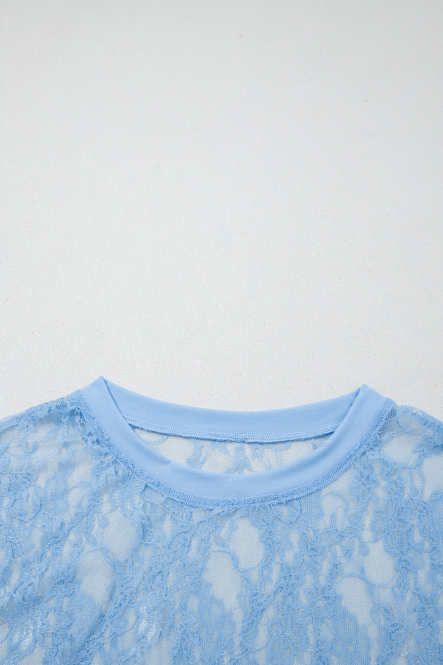Beau Sheer Floral Lace Boxy Tee – Blue