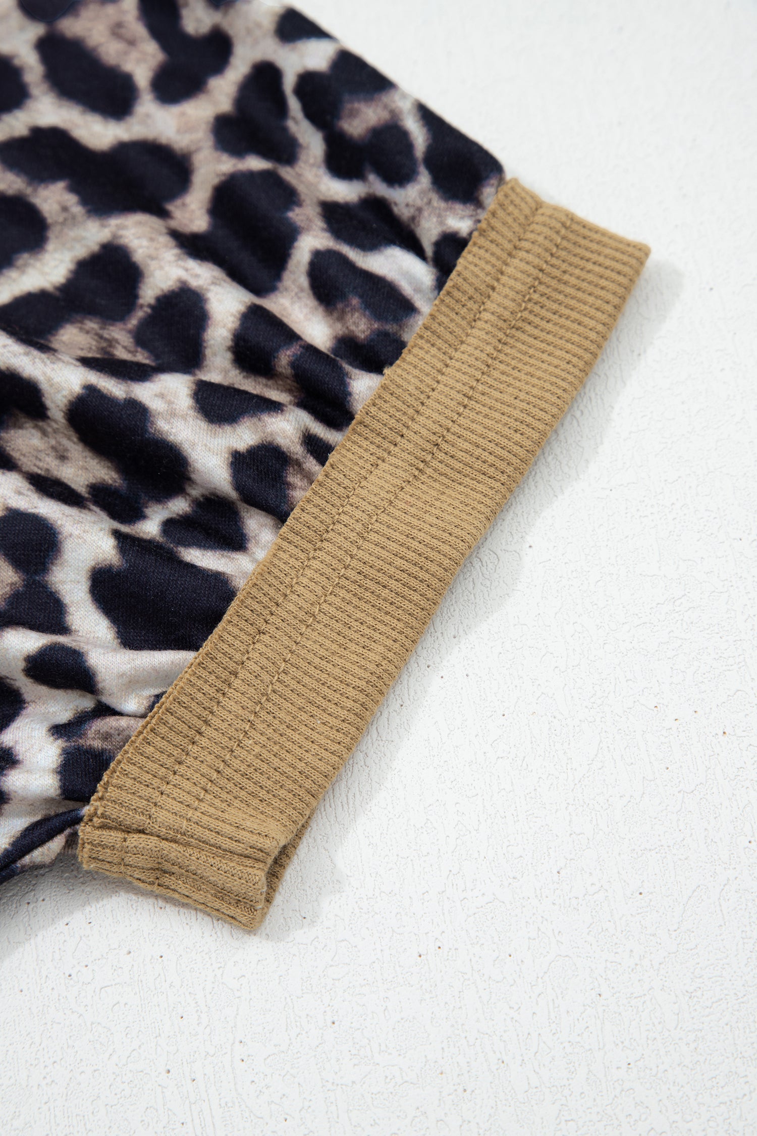 Leopard Print Colour Block 3/4 Sleeve Baggy Top - eAura
