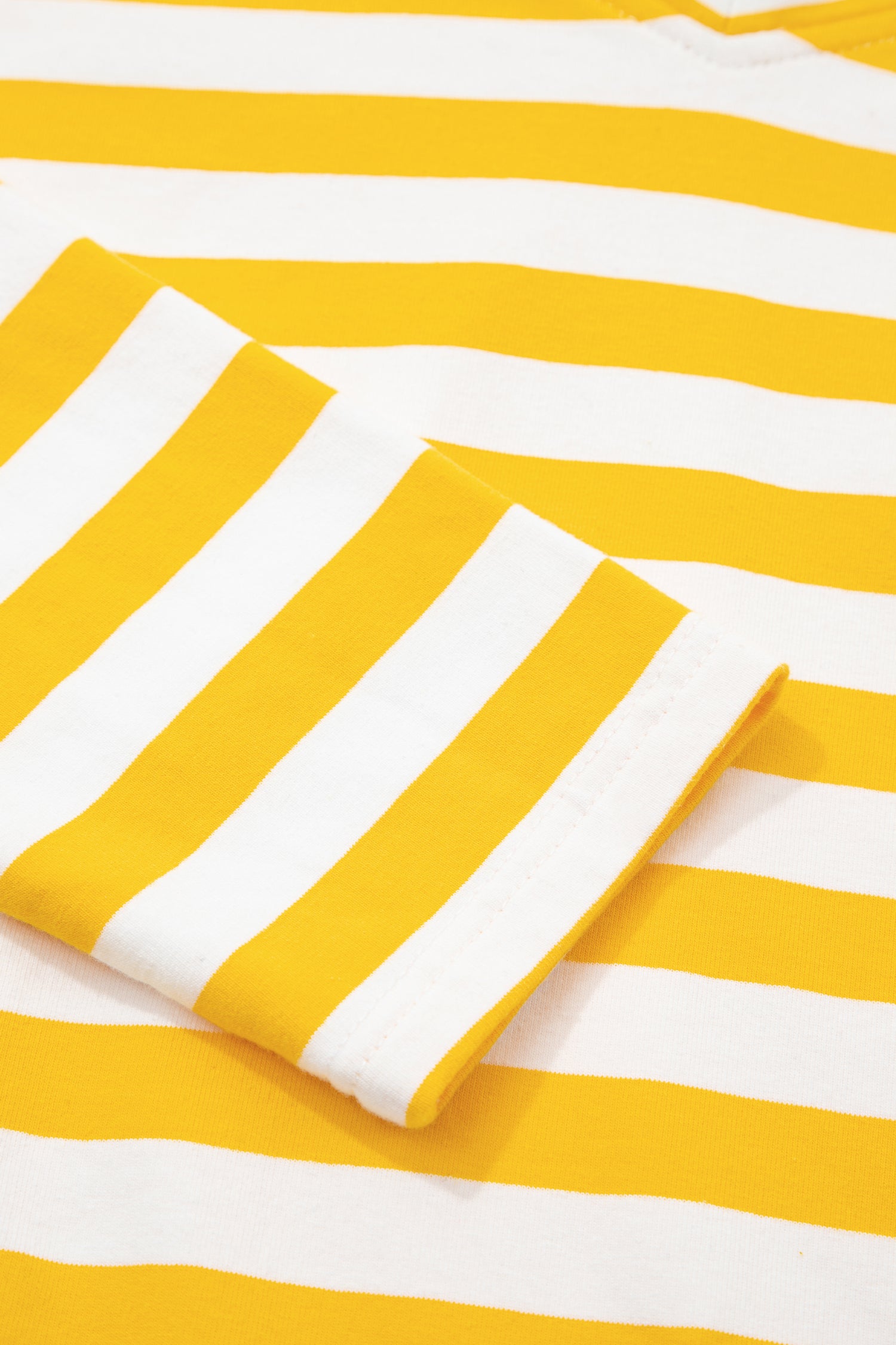 Striped Lace Patchwork V Neck Long Sleeve Top – Yellow Stripe