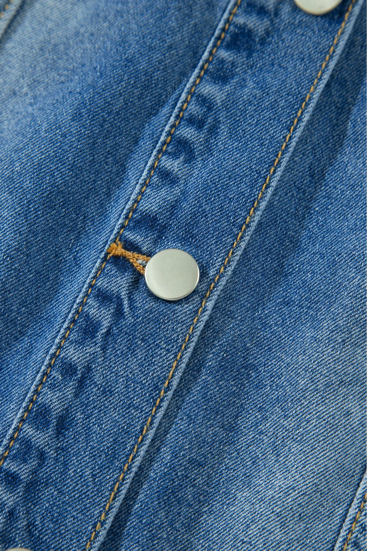 Ruffle Hem Raw Edge Half Sleeve Western Denim Jacket – Blue