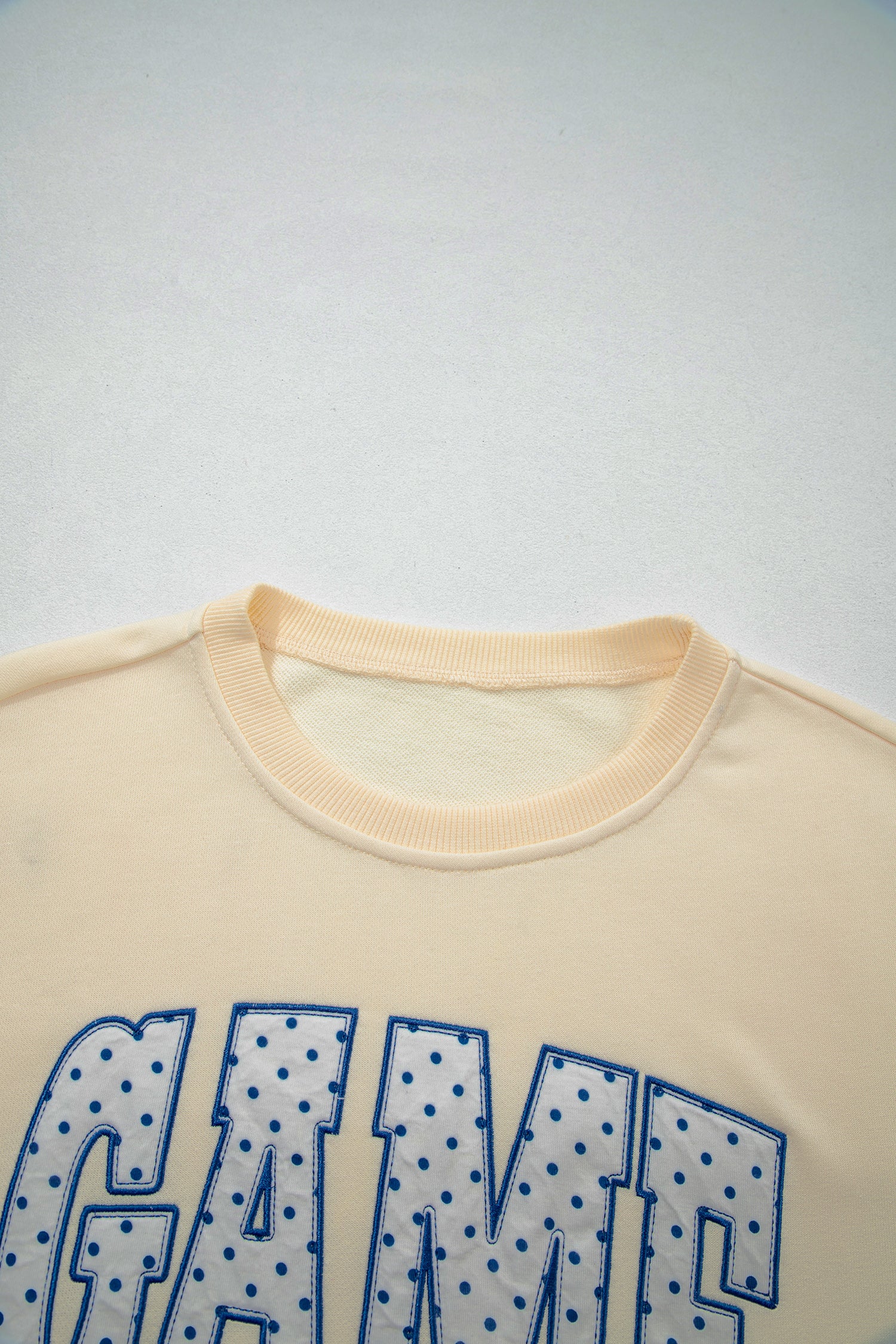 Game Day Crewneck Long Sleeve Pullover Athleisure Short Sets – Beige