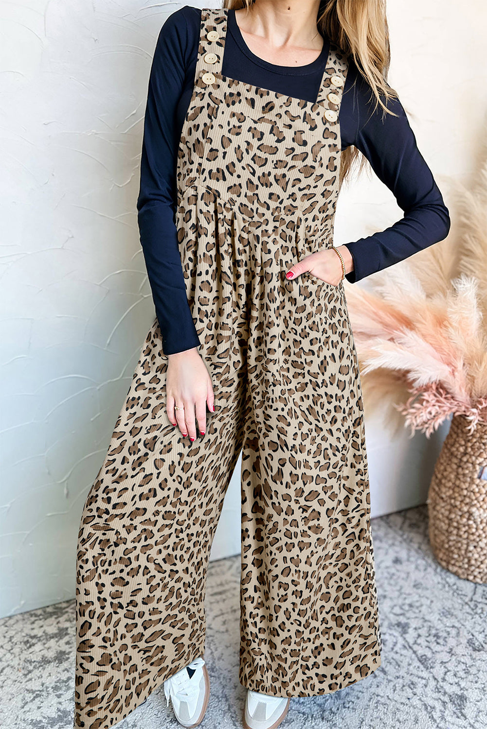 Brown Leopard Bib Wide Leg Jumpsuit Dear-Lover Dropshipping