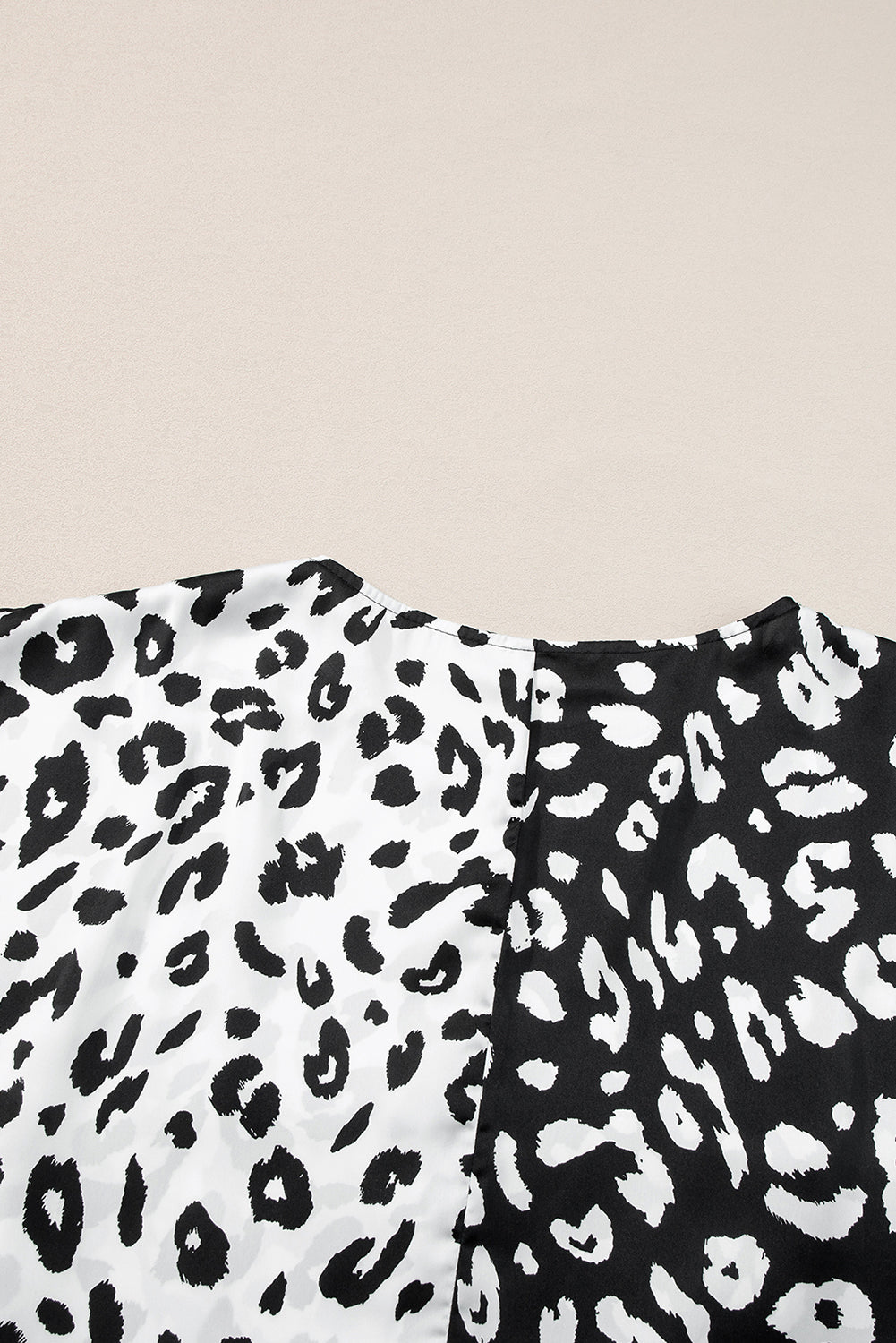 Black Plus Size Contrast Leopard Half Sleeve Blouse BB Fashion Outlet