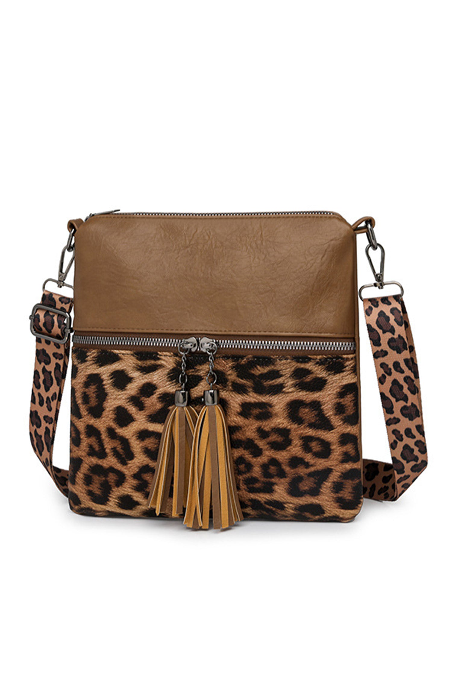 Leopard Contrast PU Leather Single Shoulder Mini Bag