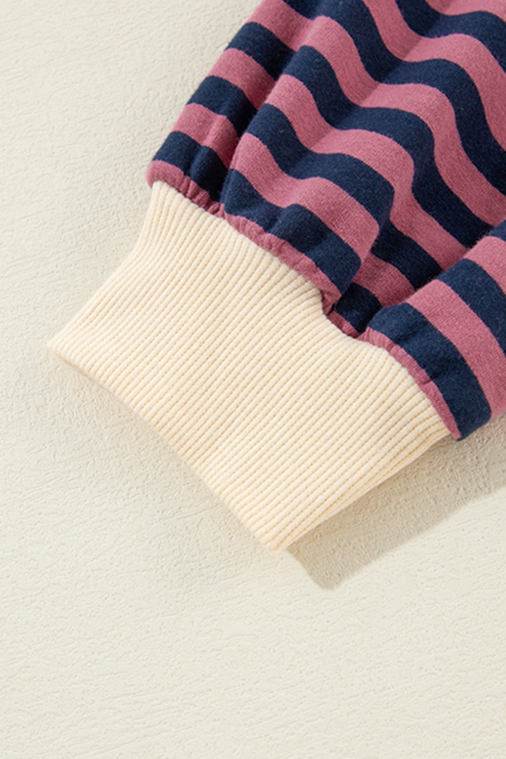 Sky Blue Stripe Oversized Contrast Trim Pullover Sweatshirt BB Fashion Outlet
