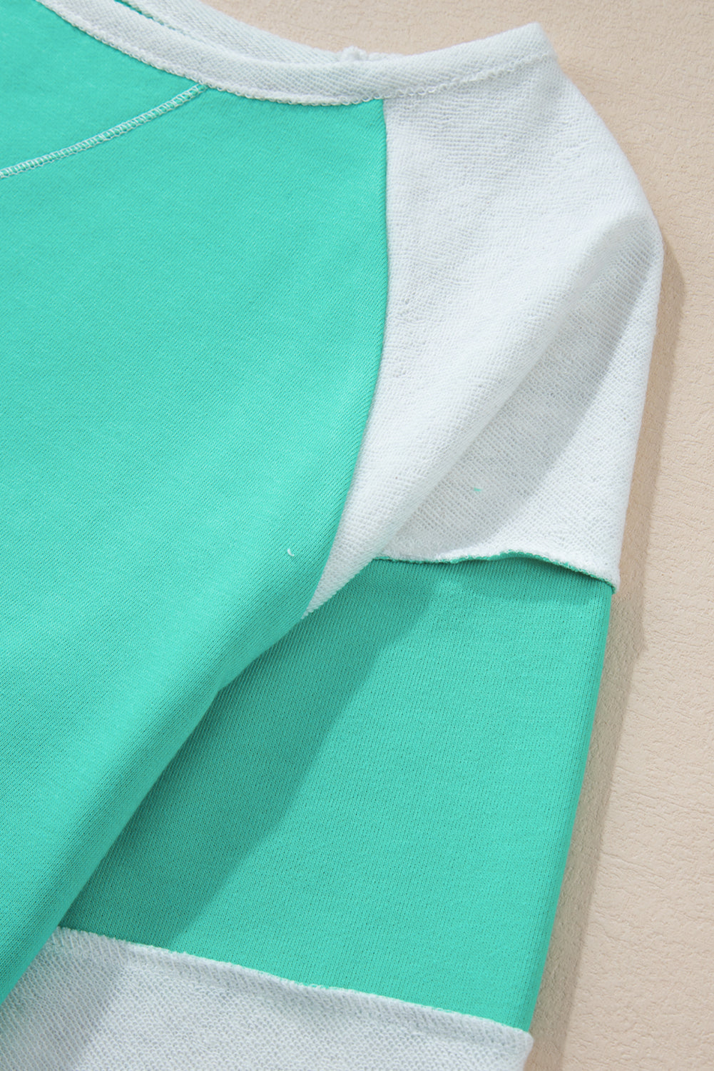 Aruba Blue Colourblock Patchwork Cross Seam Plus Sweatshirt BB Fashion Outlet